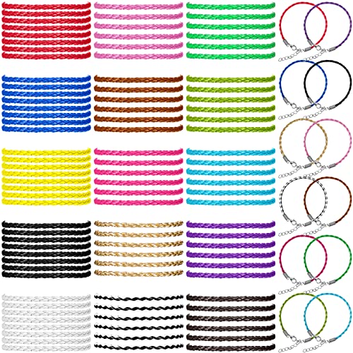 Jexine 100 Pcs Multicolor Leather Plaited Bracelet Cords for DIY Handicraft Jewelry Making - PU...