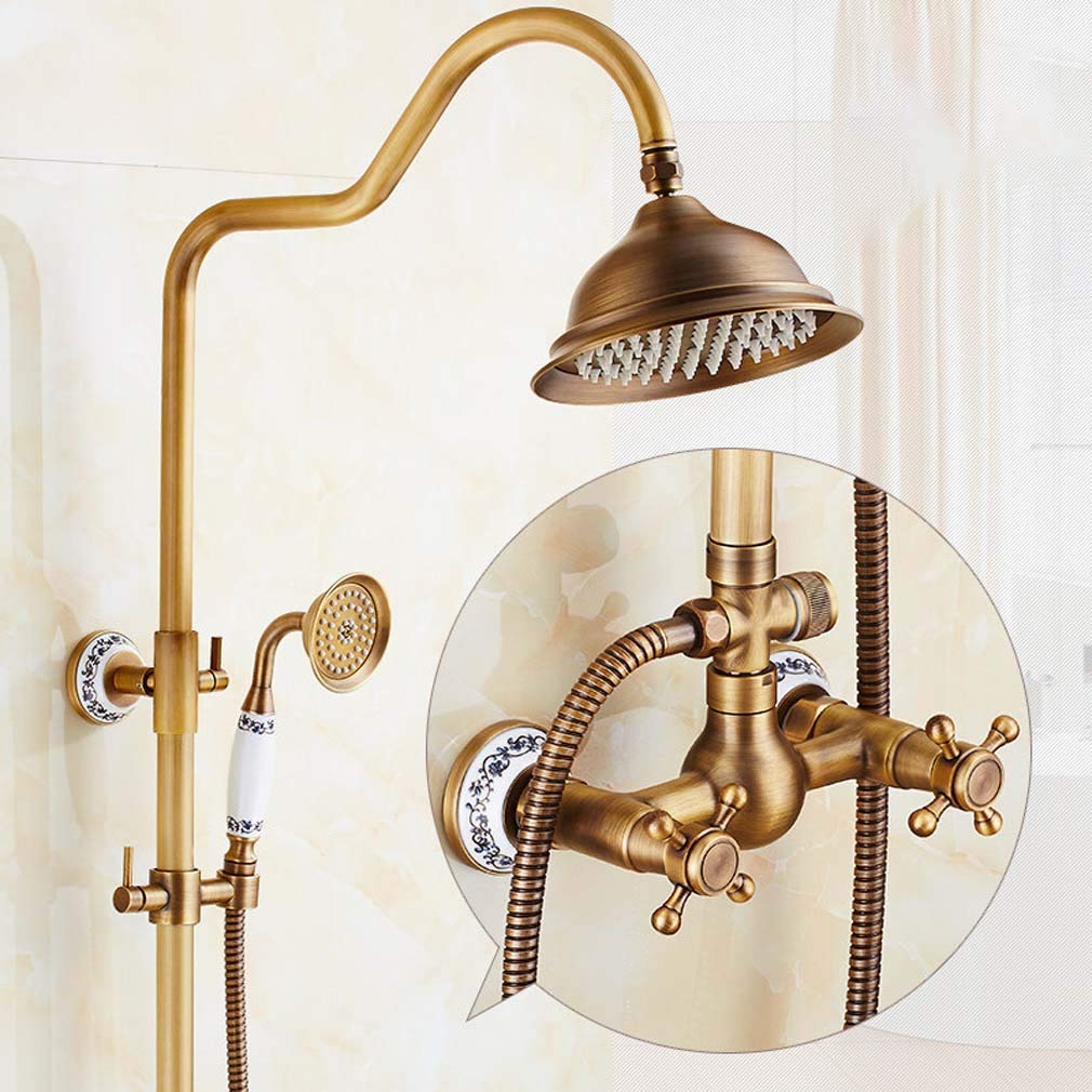 Système de douche anti-calcaire en laiton vintage, ensemble mitigeur avec douchette haute pression