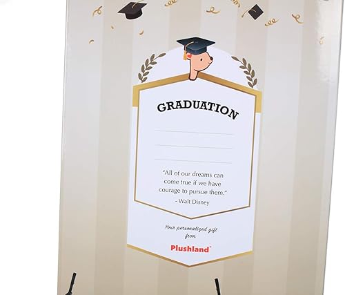 Miniatura 3 de Plushland Peluche de oso marrón, regalos para el día de graduación, texto personalizado, nombre o logotipo de tu escuela en el vestido, lo mejor
