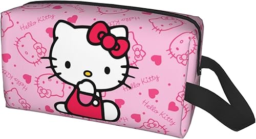 Miniatura 2 de Lindo bolso de maquillaje portátil de gran capacidad bolsas de aseo de dibujos animados gato rosa viaje bolsa de cosméticos Kawaii regalo para