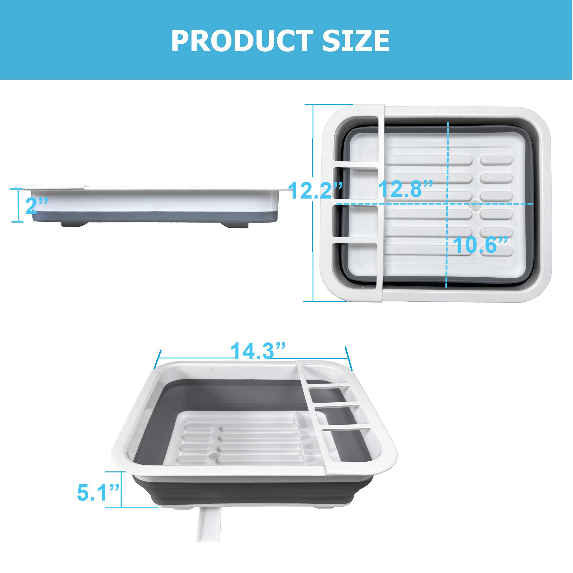 MontNorth Escurridor de platos plegable con tapón de drenaje y boquilla giratoria, ligero, compacto y ahorra espacio, organizador para cocina, RV, campistas y remolques de viaje