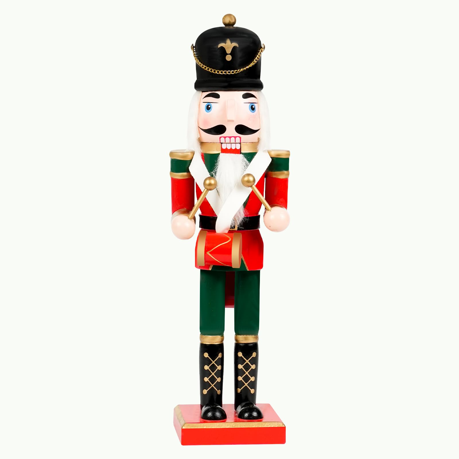 wooden nutcracker decor for fall thanksgiving - 14 inch hat/drum nutcracker soldier figures large festive harvest collectible decor for home, table, mantle