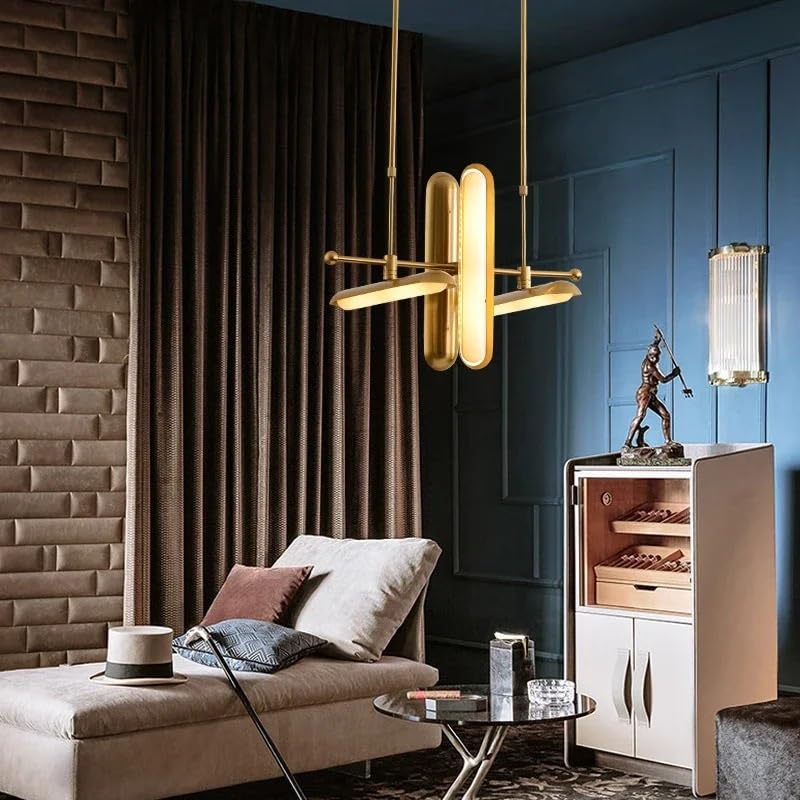 Generico Luce sospesa, Lampadario a circuito nordico Decorazione domestica Lampada a sospensione Soggiorno Sala da pranzo Loft Ufficio Cucina Ristorante a comodino(Cold White,4 light)