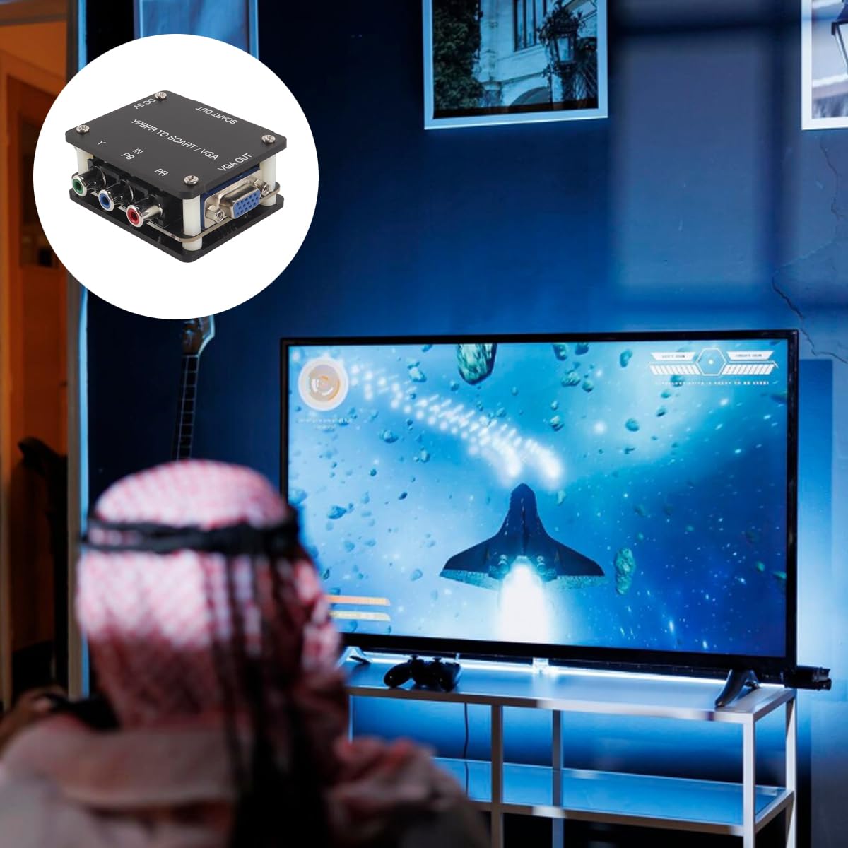 Ticha YUV TO RGBS YPBPR To SCART YPBPR TO VGA Video Converter per console di gioco, set top box, RGBS to Color Difference Component Transcoder