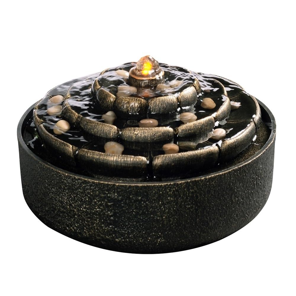 QUSYZD Indoor Waterfall Fountain Lotus Circulating Fountain - Desktop Waterfall Humidifier for Home, Office, or Space Decor Tabletop,