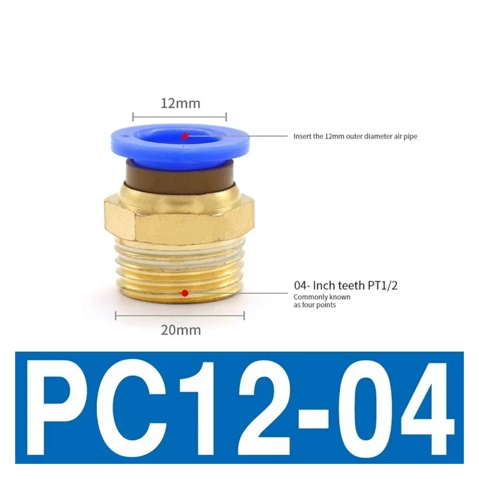 10 Stück Pneumatikverbinder PC 4mm 6mm 8mm 10mm 12mm Gewinde M5(Pc12-04)