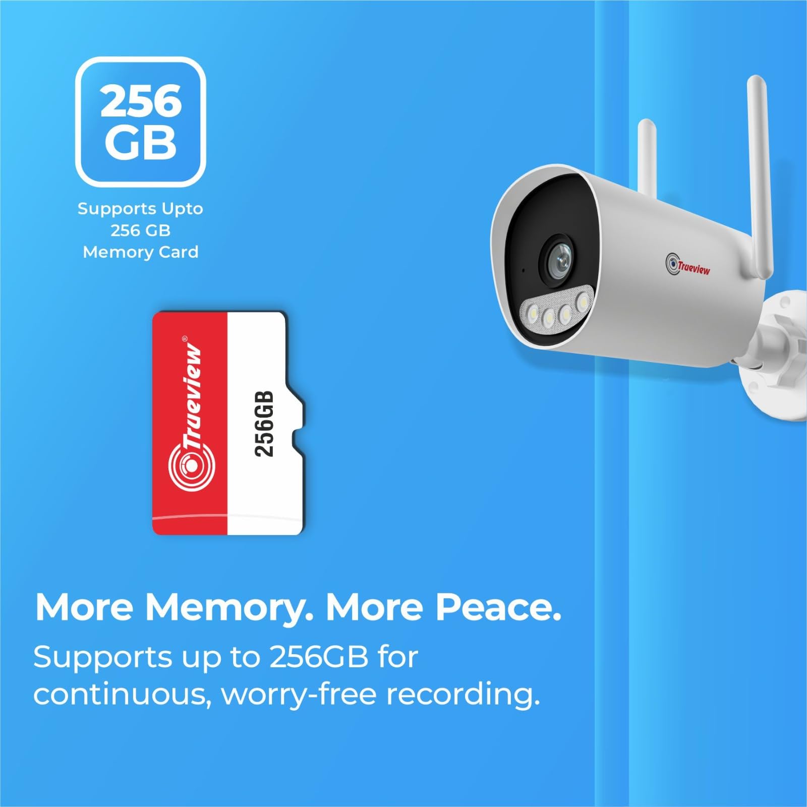 Trueview 3mp 1296p HD All Time Color 4G Sim Based Bullet CCTV Security Camera for Home, Shop, Office, Farm, and Construction Site | IP66 Waterproof Rating | with 9 IR LED 2