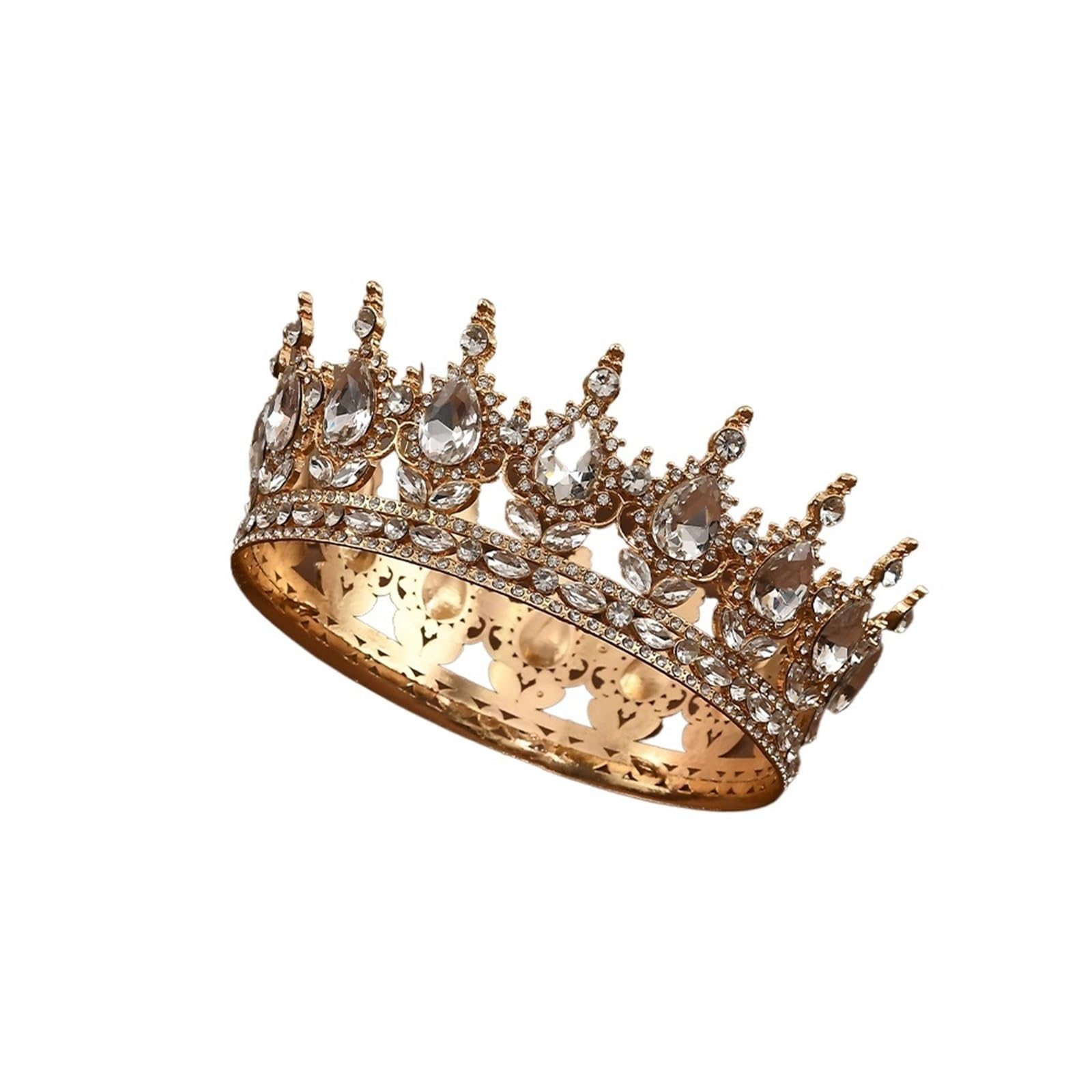 Princess Queen Crown Full Round Crystal King Tiaras Bridal Wedding Hair Accessoriesedding Tiara para Fiesta de Cumpleaños