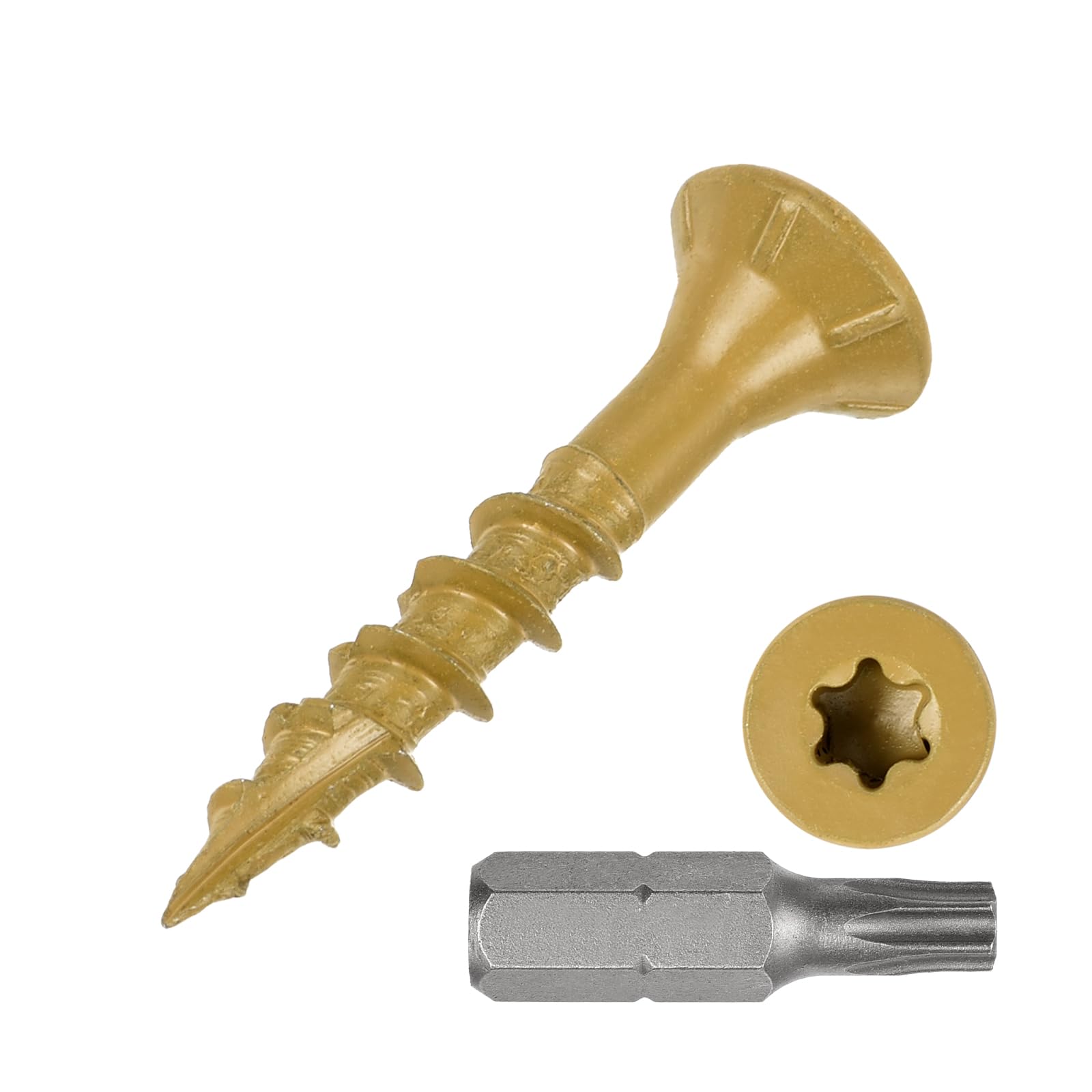METALLIXITY Deck Screws (#8x1") 400Pcs, Carbon Steel Wood Screw Decking Screws Epoxy Coated with T25 Torx Drive Head