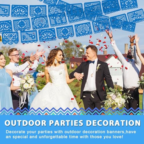 Image of 6 Pack Blue Papel Picado Banner Mexican Party Banner Wedding Fiesta Party Dia De Los Muertos Cinco De Mayo Mexico Decoration,Papel Picado Mexicano para Decor