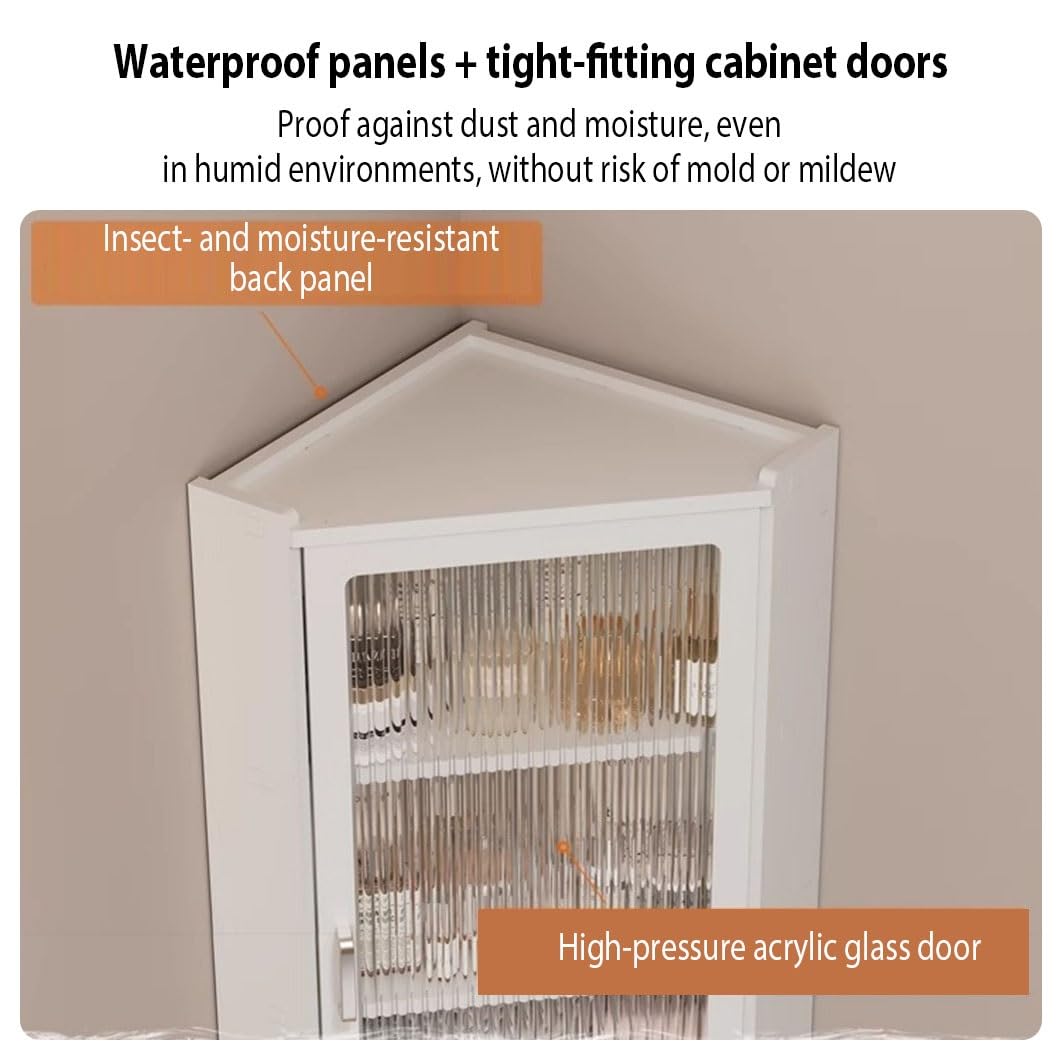 Badezimmer-Holzschrank, 3-stöckiges Eckregal für Küche und Badezimmer, schmaler Wandschrank, Organizer, Etagenspind mit einer Tür (25 x 25 x 70 cm)