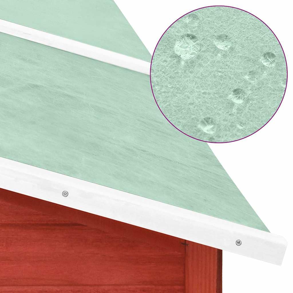 vidaXL Jaula Conejera de Exterior con Corral Gallinero Casa Conejo Mascota Roedor Animales Pequeños Choza de Pollo Rojo Blanco Madera Abeto