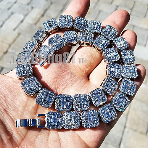 Silver plated Large SPIDER Icy Charm Pendant & 12mm 16" 18" 20" Iced Baguette Stone Chain Hip Hop Jewelry Bling Fashion Necklace4