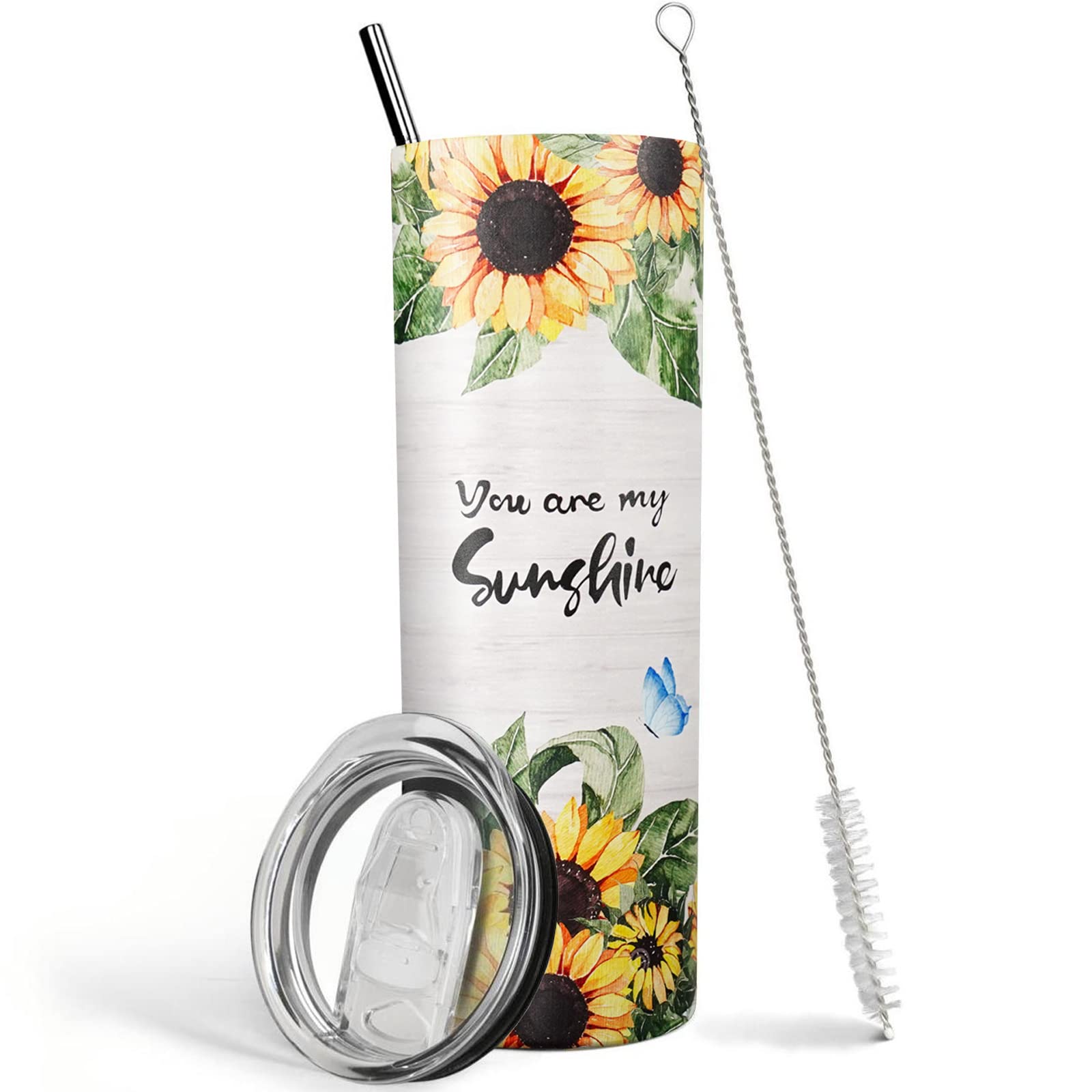 CeovfoiSunflower Tumbler With Lid and Straw - Gifts for Women, Coffee Mug, Travel Cup, Stainless Steel Insulated Tumbler