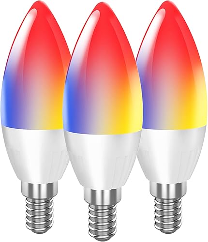 Bombillas LED para candelabro E12, bombilla inteligente que cambia de color y regulable, compatible con Alexa Google Home, bombillas de araña