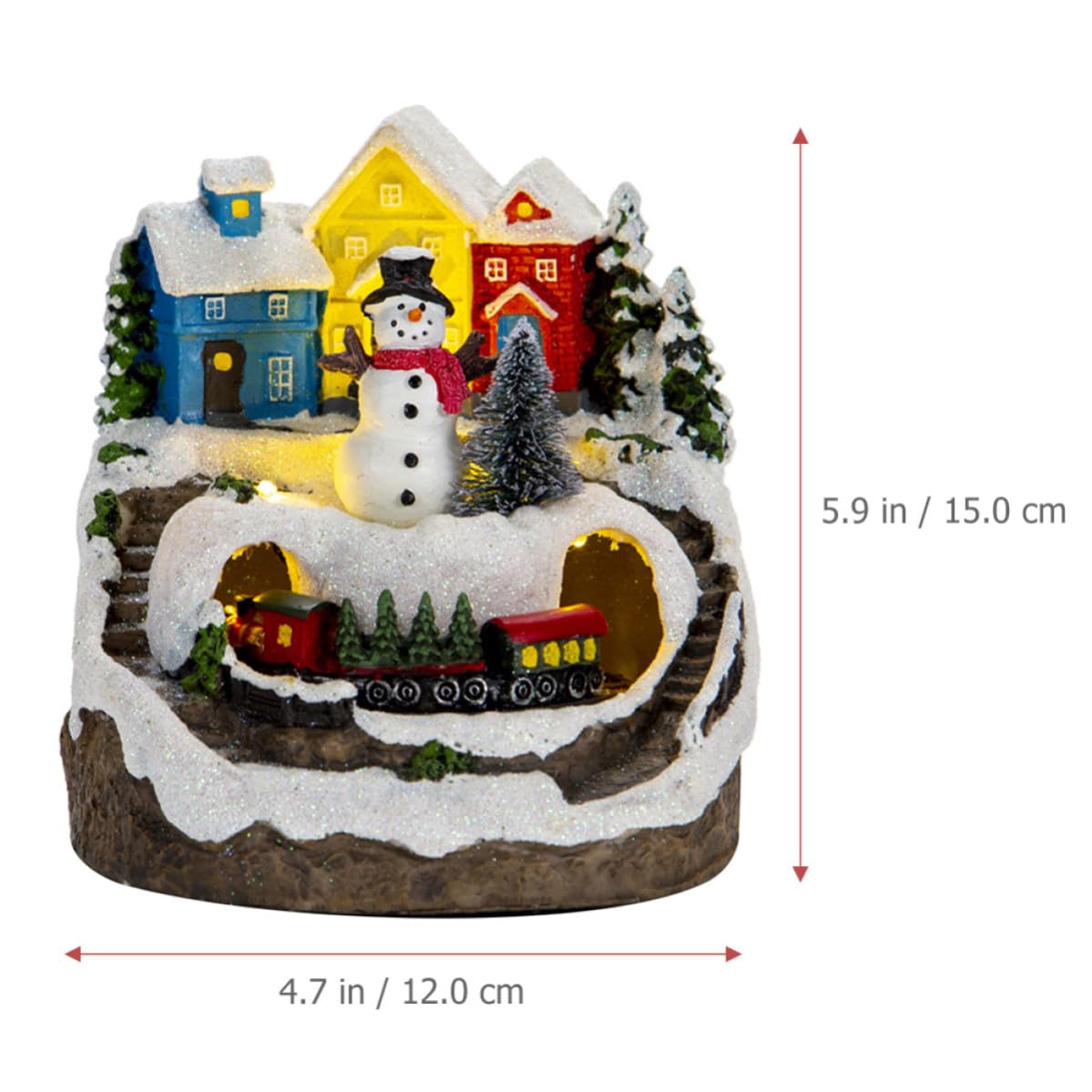 Casa Navideña con Iluminación, Adorno de Pueblo Navideño en Resina para Mesa, Tren Eléctrico y Ambiente Festivo de Navidad