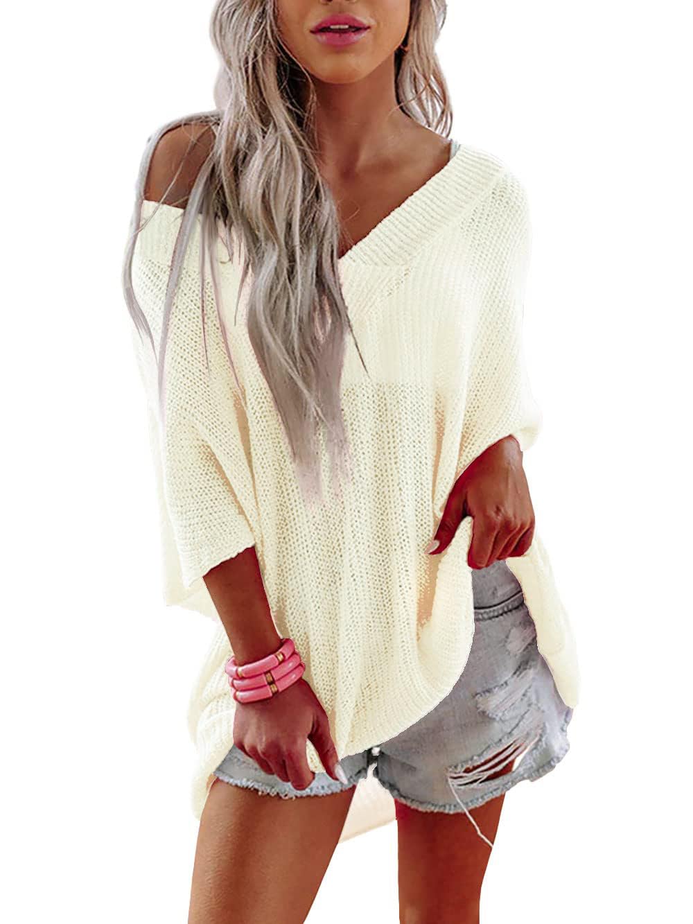 Beach Vacation Clothes for Women Summer Tops Half Sleeve Oversized Crochet Sweater Women's Tops Womens Cover ups