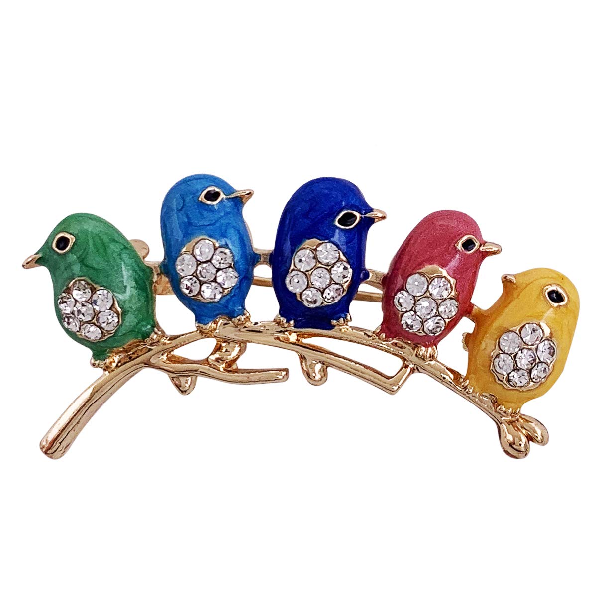 HAISWET Cute Bird Brooch Pin Crystal Jewlery Gift Accessory Gold Tone