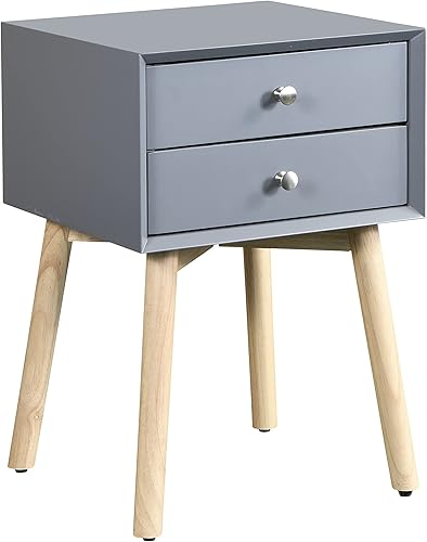 Moderna mesita de noche con 2 cajones, mesa auxiliar, mesita de noche, mueble de almacenamiento para dormitorio, sala de estar, gris disponible en Yaxa El Salvador