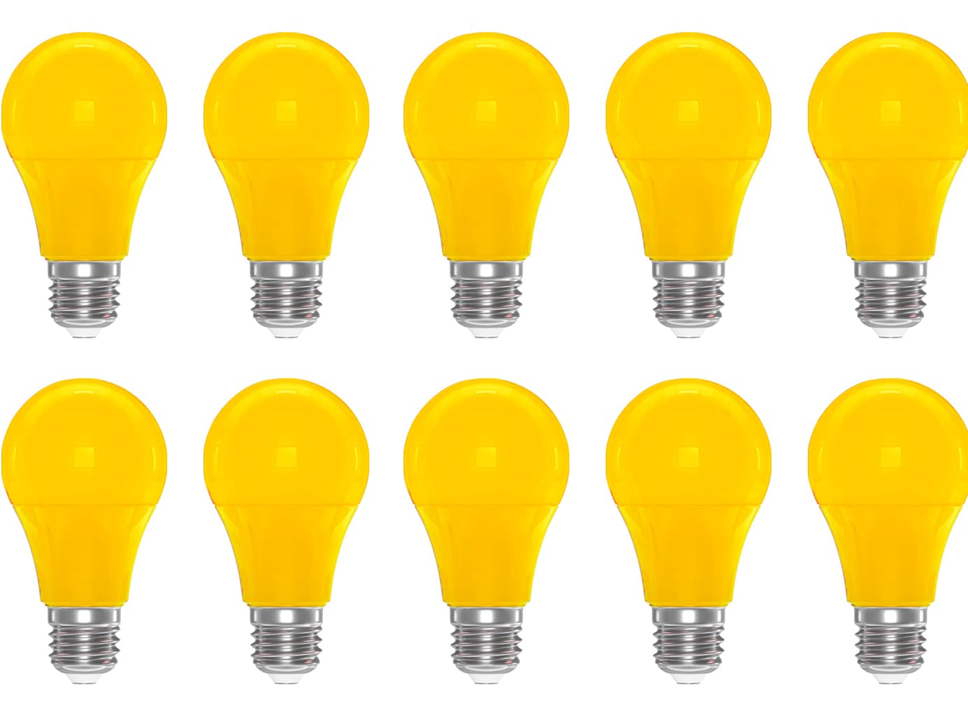 ZFQ Yellow E27 LED Light Bulb A60 Edison Screw Bulb,3W A60 Coloured Lighting Bulbs E27 Filament Lamp, Equivalent 30W Incandescent Bulb, for Home Party Bar Christmas Decoration Lighting (10-Pack) — image 1