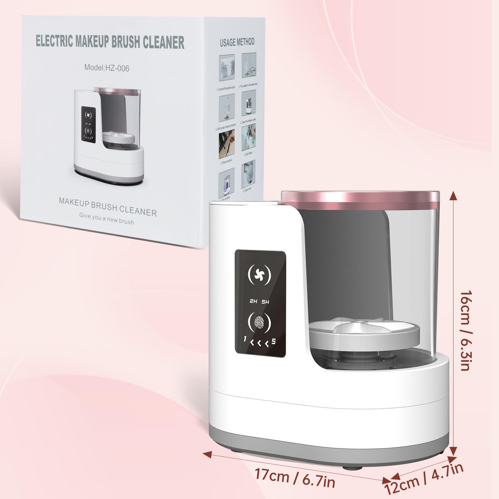 Máquina limpiadora de brochas de maquillaje eléctrica 3 en 1 con soporte para secadora de brochas de maquillaje, portátil, automático, USB, herramienta limpiadora para todos los tamaños, juego de