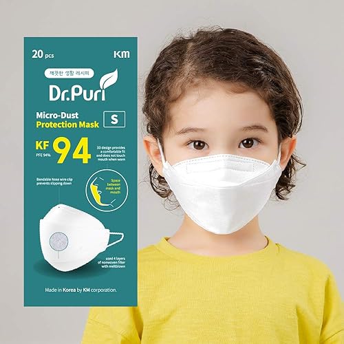 Paquete de 20 Máscara facial de alta calidad con protección contra el polvo (KF94), color blanco, pequeño