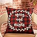 Fjfz Set of 4 Christmas Farmhouse Decorative Throw Pillow Cover 4PCS Red Buffalo Check Plaid Deer Tree Sign Winter Holiday Decoration Merry & Bright Home Décor Cotton Linen Cushion Case Sofa 18