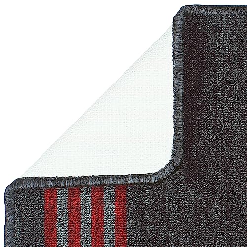Image of Pack of 2 Nylon Bath Mat Anti-Skid Bathroom Rug | Floor Mat for Bathroom, Entrance, Kitchen, Bedroom & Office |Dark Grey Stripes Design-(37x57cm)