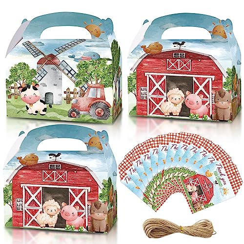KARAQY Farm Party Favor Boxes, 12 Pcs Farm Animals Goodie