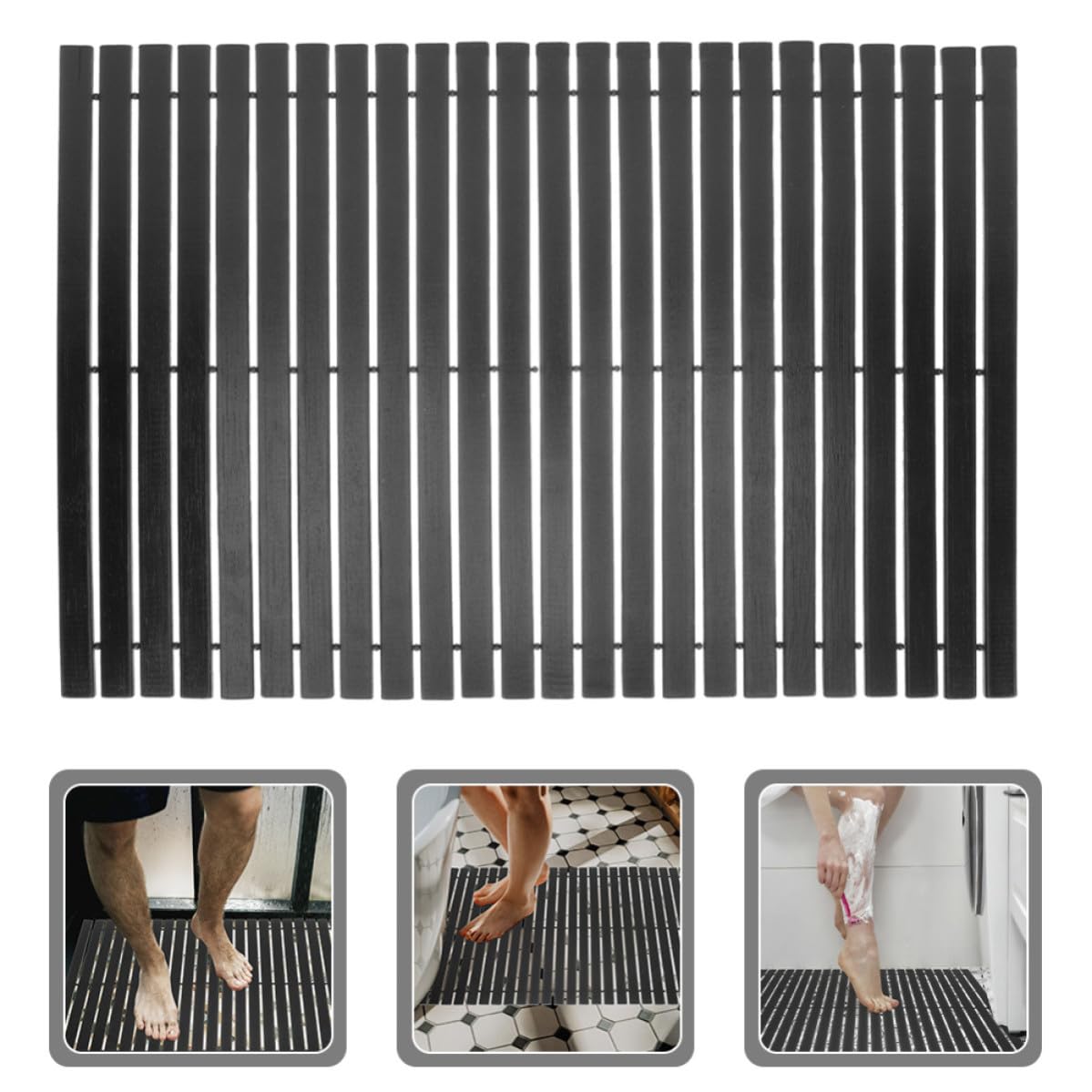 Alfombrilla de Ducha de Bambú Antideslizante Nonslip para Suelo de Hotel y Baño, Cojín Natural Elegante y Resistente