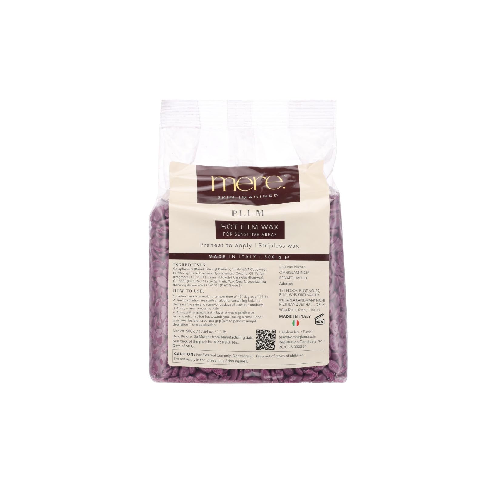MERE SKIN IMAGINED Plum Hot Film Wax | Wax for Sensitive Area | Wax for For Face, Upper Lips, Arms, Leg, Bikini Line, Underarms | Stripless Wax | 500 G (B0CRZ48Y82) Amazon Price History, Amazon Price Tracker