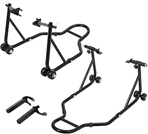 Motorcycle Stand Lift, 850lbs Front Rear Combo Stand Lift Stand, Front Wheel Fork Stand, Rear U+L Fork Swingarm Spool Stand, Universal Motorcycle Paddock Stand Wheel Lift Stand