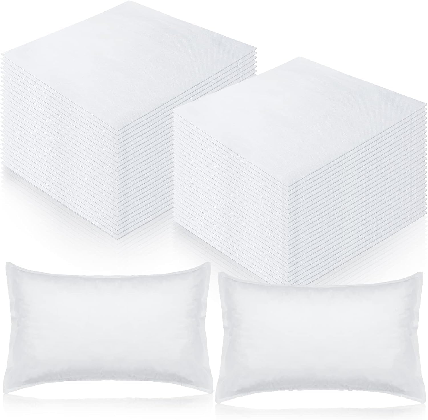 50 Pieces Disposable Pillowcases, Single Use Pillow Case, White Pillow Case with Envelope Closure, Standard Size Spa Pillow Covers, Against Stains and Spills for Hotel/Travel (21 x 31.5 Inches)