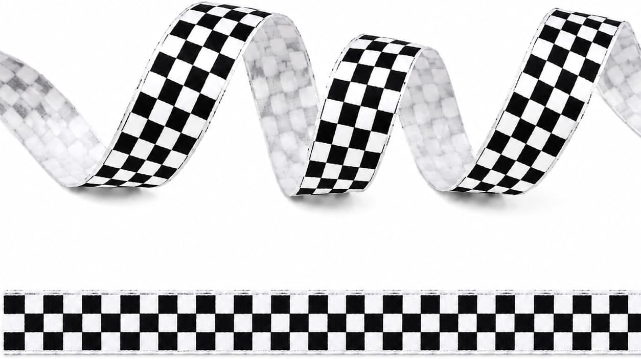 Chequered Flag Racing Police Ribbon 25mmx 3 Metres