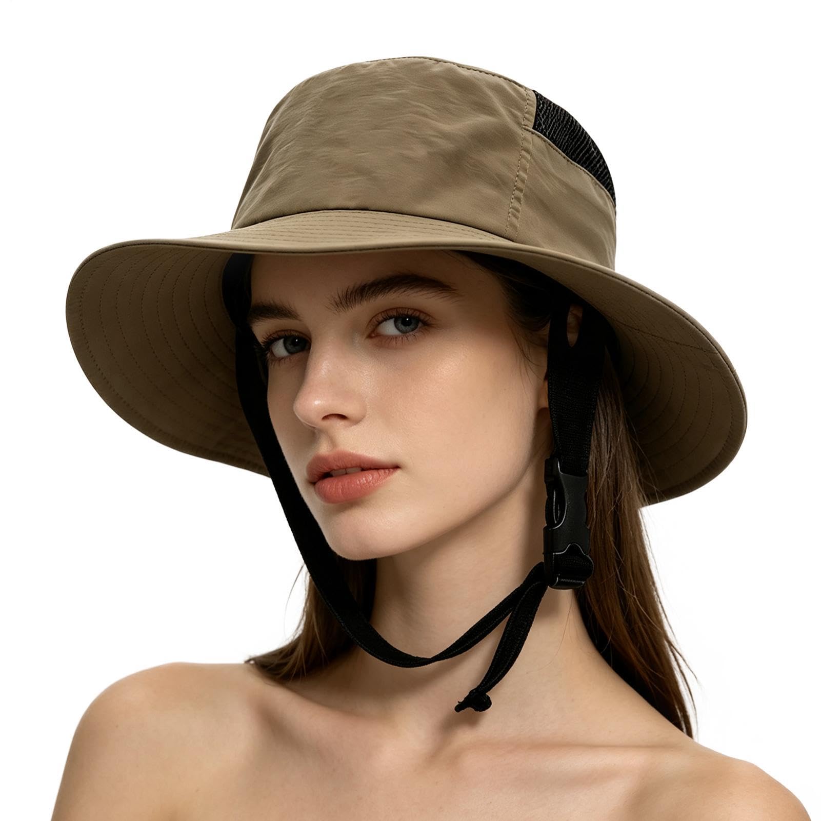 Chapeau Casque Protection Anti-UV À Large Bord Réglable Et Coupe-Vent