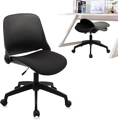 CLATINA Silla de escritorio plegable de oficina con ruedas, silla giratoria ajustable para computadora de oficina del hogar, negro (paquete de 1)