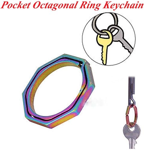 Miniatura 3 de VGEBY 1 llavero colgante, llavero octogonal de aleación para herramienta de clip de bolsillo, Negro -, Grande