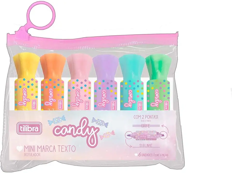 Tilibra - Marca Texto Mini Candy - Blister com 6 unidades