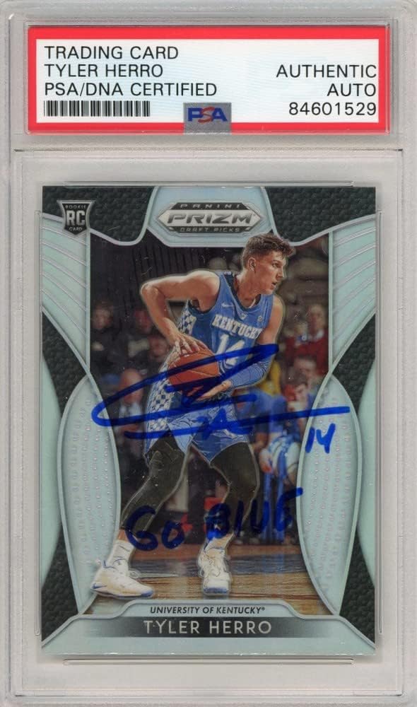 Tyler Herro 2019-20 Panini Prizm Draft Autograph "Go Blue" Silver Rookie Card #15 PSA/DNA