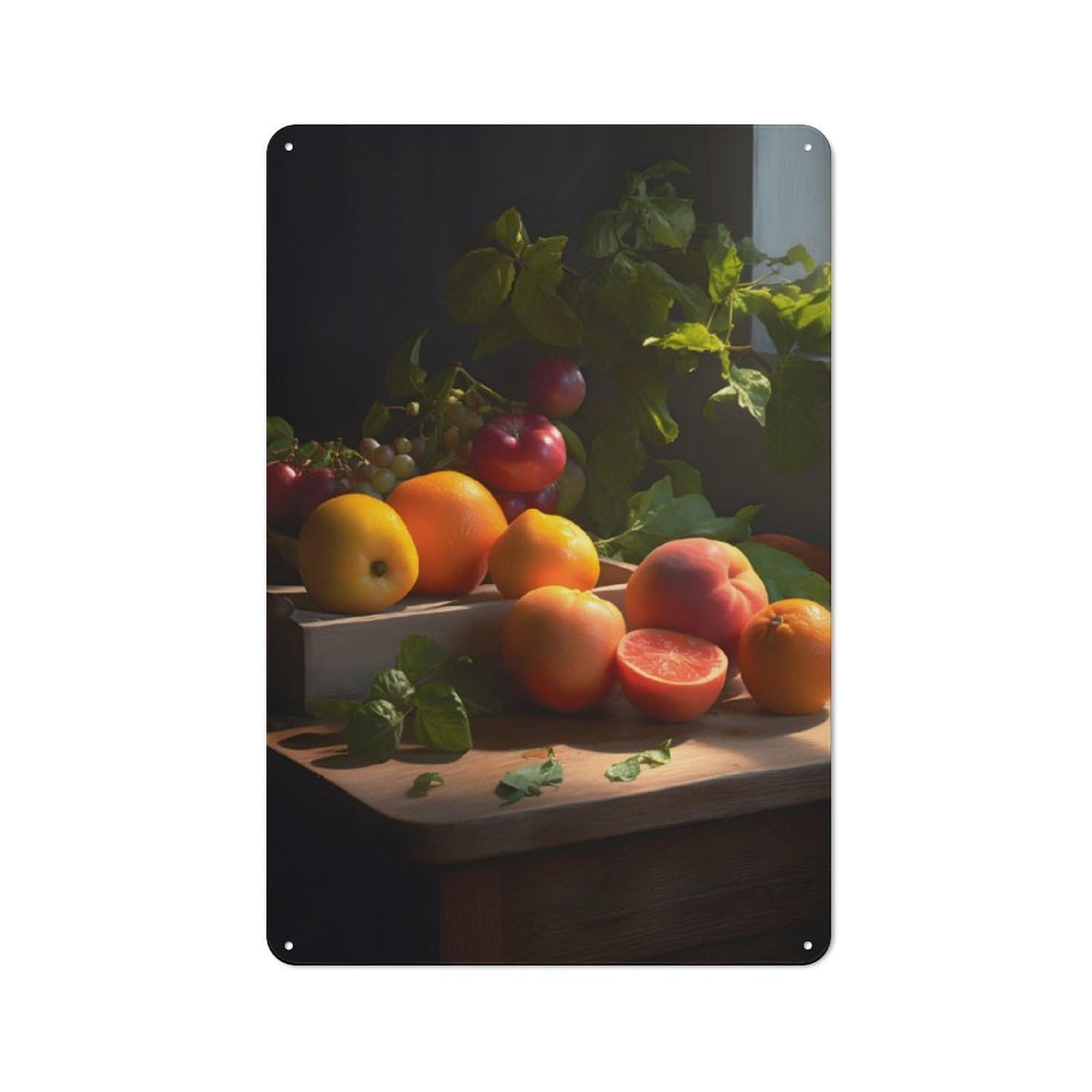 Junmoney Vintage Fruits Outdoor Room Metal Wall Decor 30X20cm, Garden Room Metal Sign For Conservatory, Home Bar Or Utility Room
