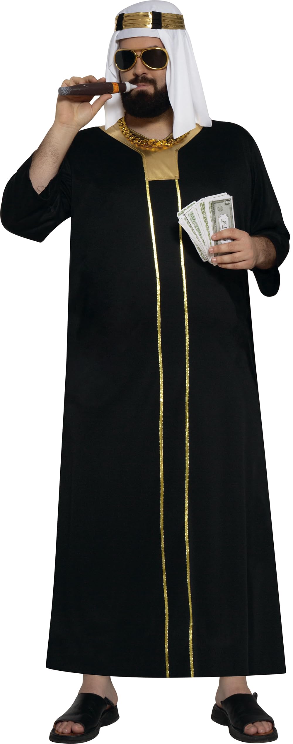 FIESTAS GUIRCA Oil Sheik Mens Fancy Dress Costume - Arabic Fancy Dress Men incl. Black Tunic and Headpiece Size M 38-40