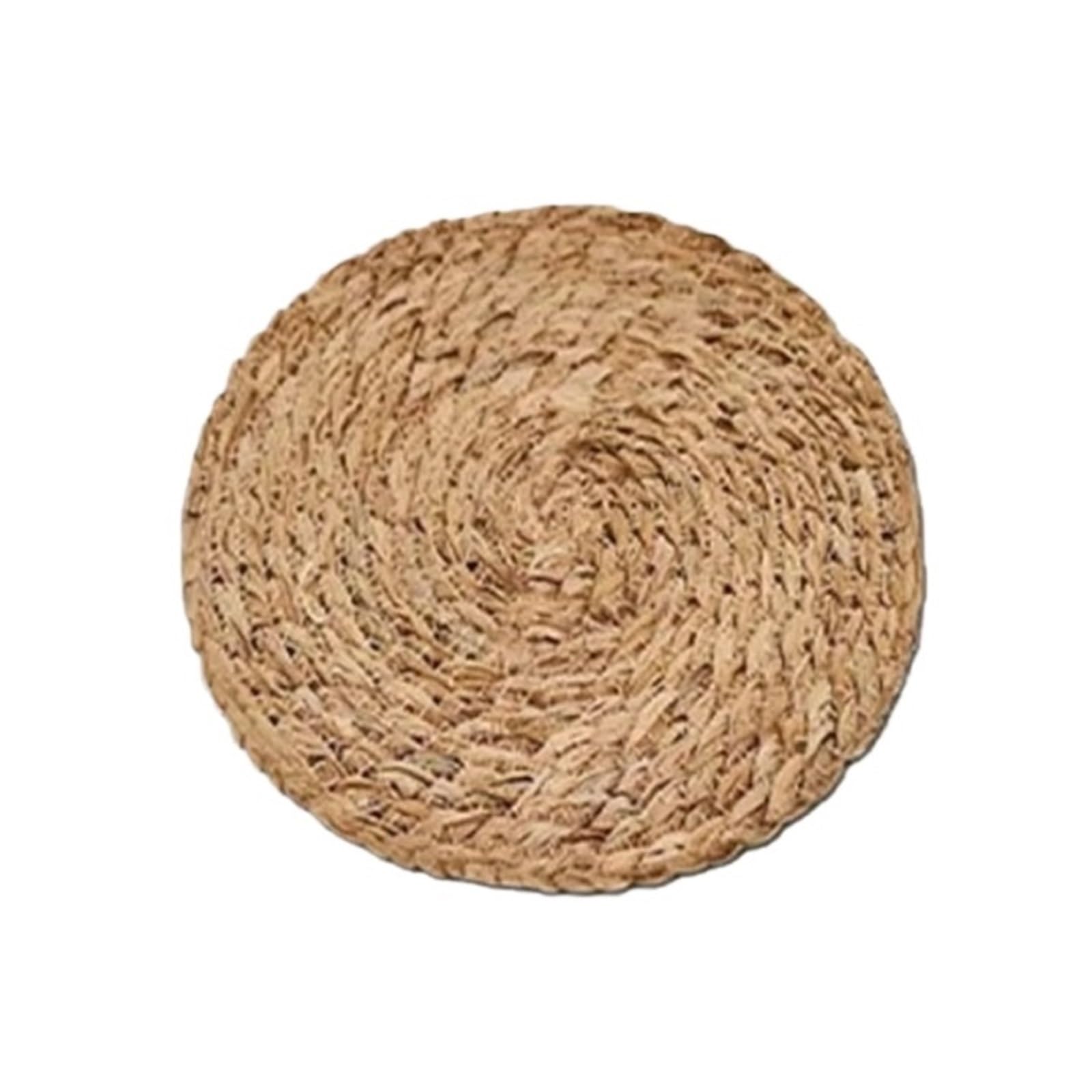 Wicker Placemat Straw Braided Round Handwoven Rattan Placemats Non-Slip Heat Resistant Natural Woven Table Mats Pot Mat Home Decoration(30cm)