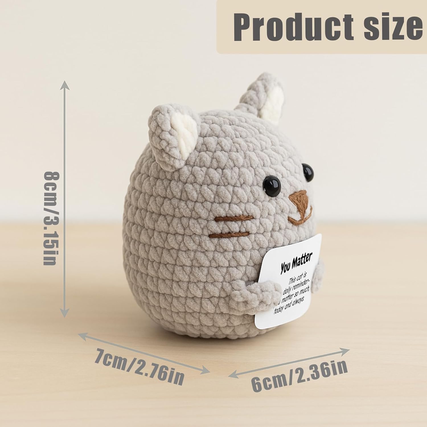 DEYBA Emotional Support Crochet Cat – Positive Crochet Animals, Inspirational Gift for Women, Men, Couples, Friends, Family, Birthday, Christmas, Romantic Valentine's Day Gift - Image 3