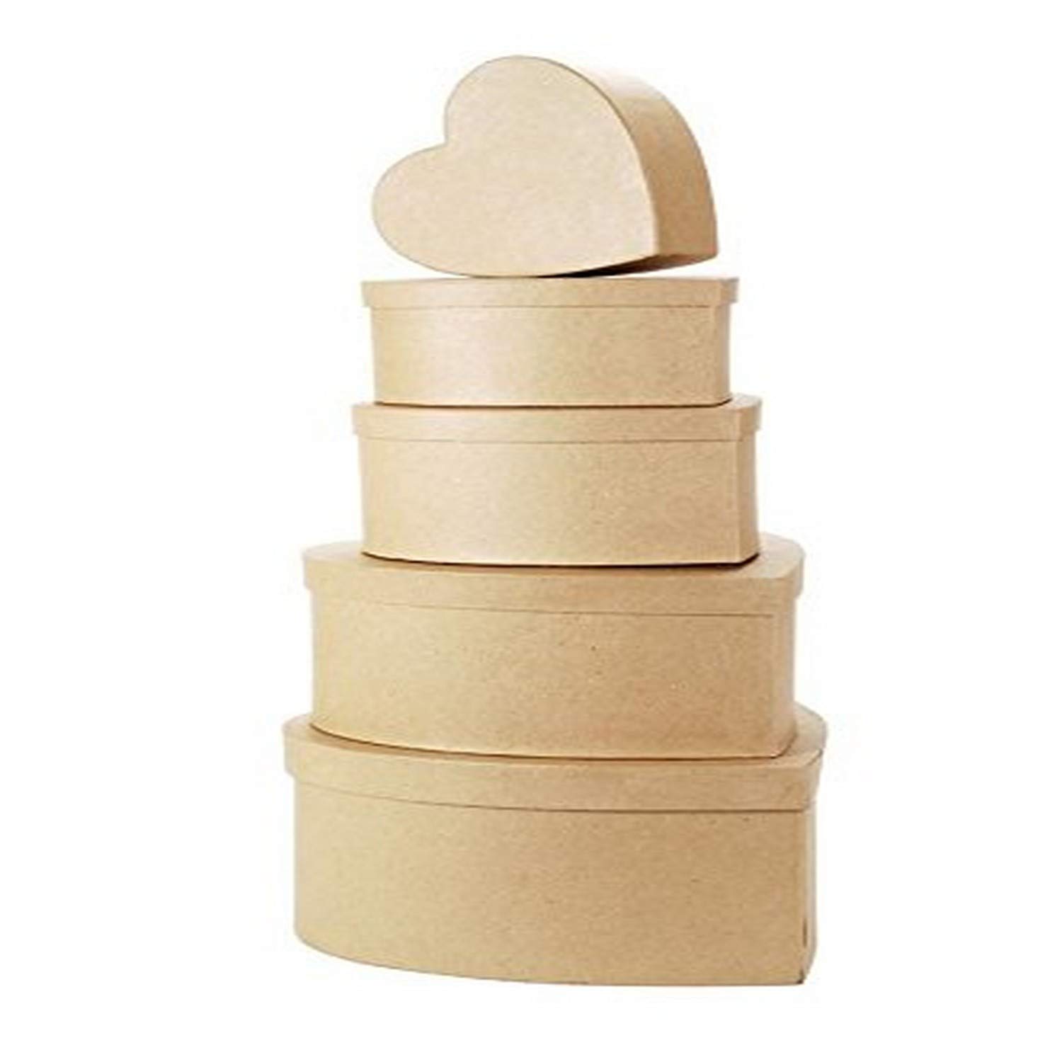 Papier mâché boîte cœur lot de supports à peindre pour DIY et rangement