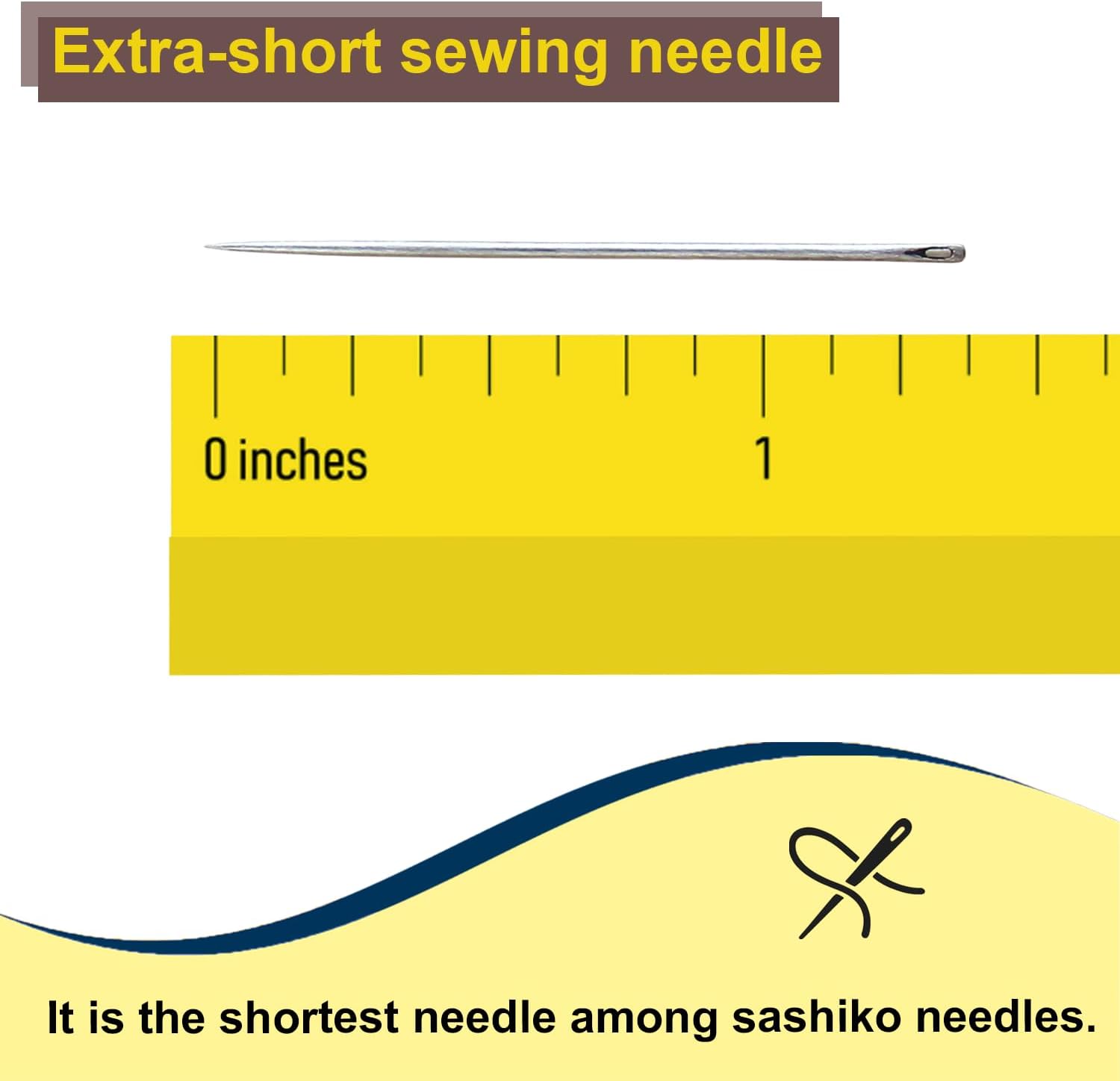 MISUYA CHUBE Sashiko Needles Set of 5, Japanese Embroidery Hand Sewing Needles, Large Eye, Durable Steel, Smooth Stitching, Made in Japan (1.43 Inches)