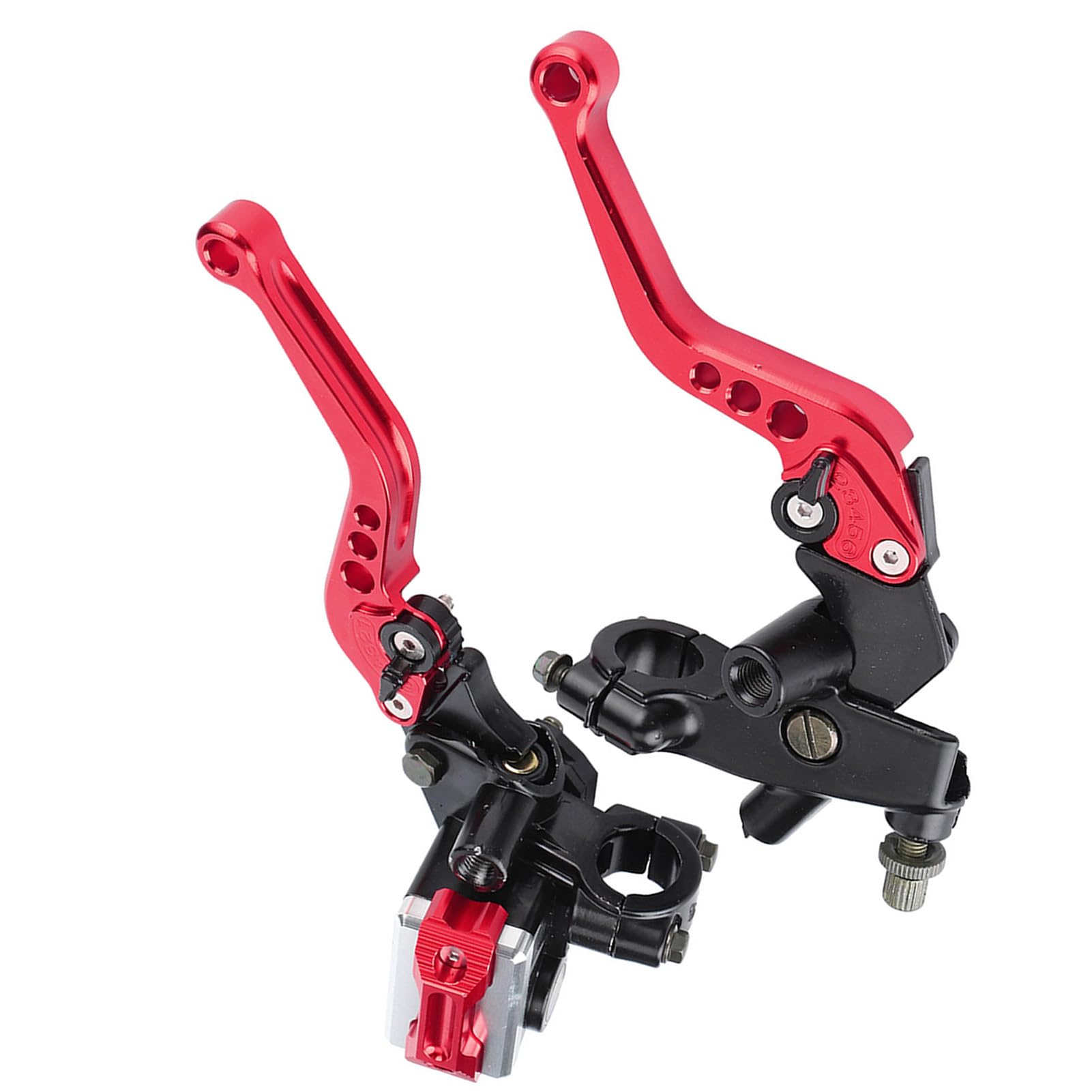 Levier de frein moto 1 paire 7/8"22mm universel en alliage d'aluminium embrayage de frein moto leviers de maître-cylindre d'embrayage durables (rouge)