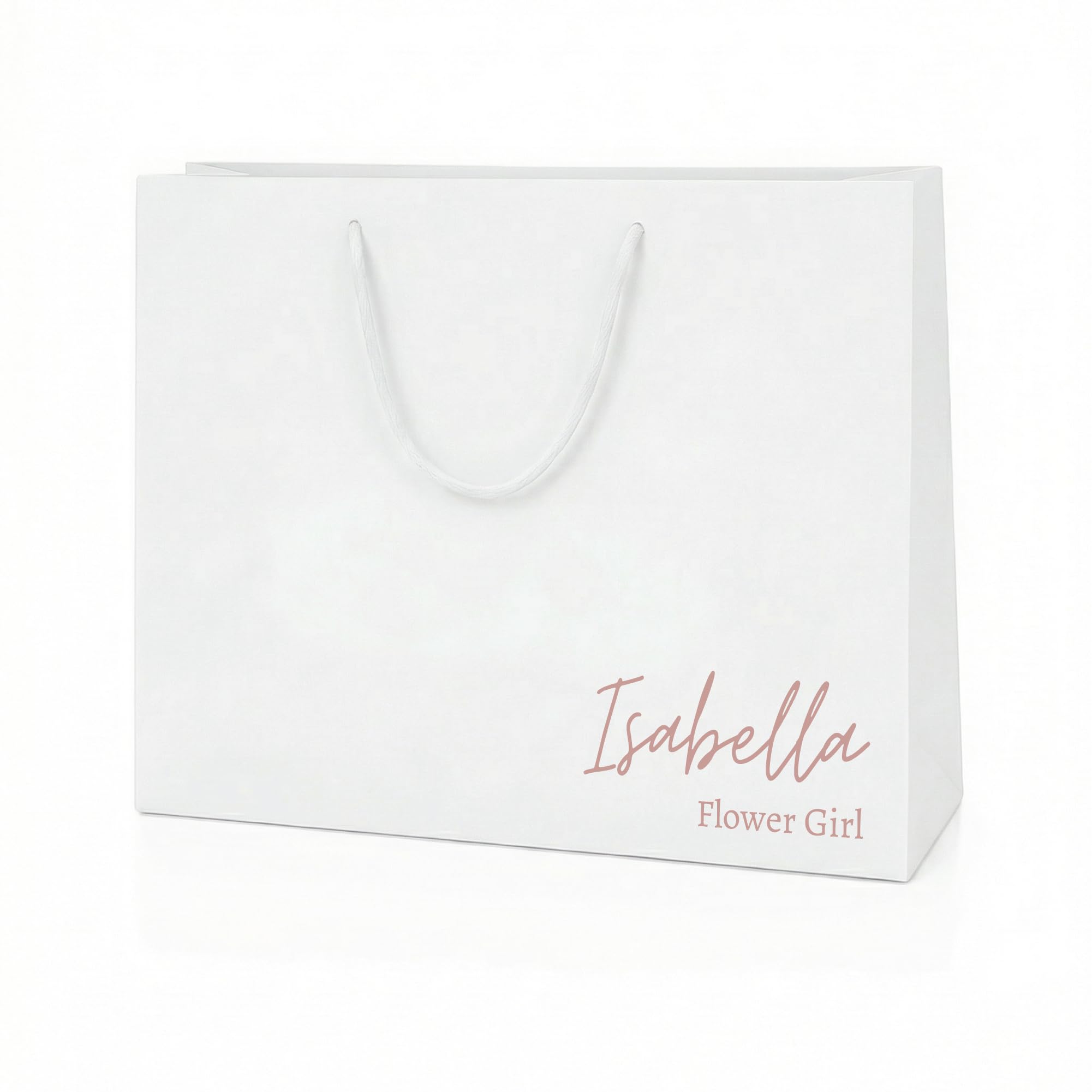 COOKIES AND KOALAS Personalised Bridesmaid Gift Bag – White Large 40x30x13 cm – Maid of Honour Flower Girl Wedding Gift | 16+ Text Colours