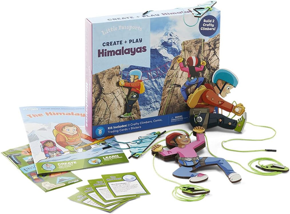 Little Passports: Create + Play – Himalayas | Ages 5–8 | STEM Physics & Culture Kit | DIY Climbing Experiment & Mount Everest Adventure