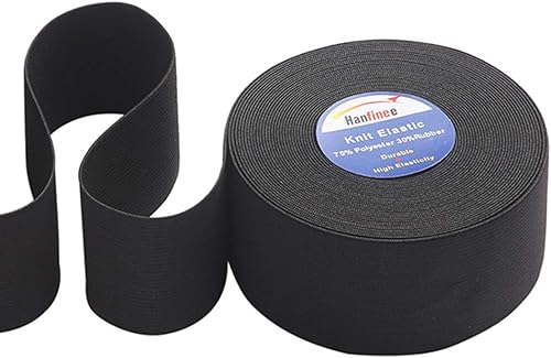 Miniatura 16 de HANFINEE Banda elástica tejida de 2 pulgadas de ancho con gran elasticidad para manualidades de costura, cintura, colcha, puños (blanco, 10 yardas)