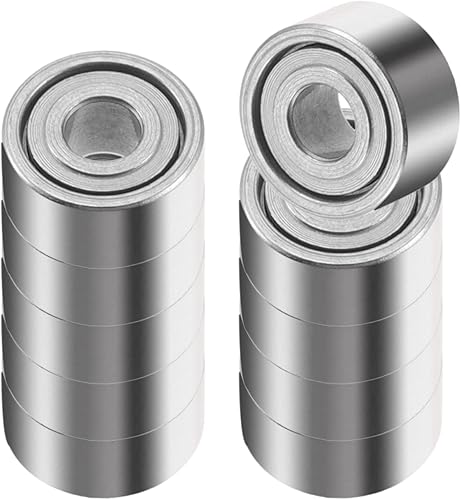 ACROPIX 681XZZ Rodamientos de doble blindaje prelubricado de bolas de ranura profunda de 0.059 x 0.157 x 0.079 in, tono plateado, paquete de 10